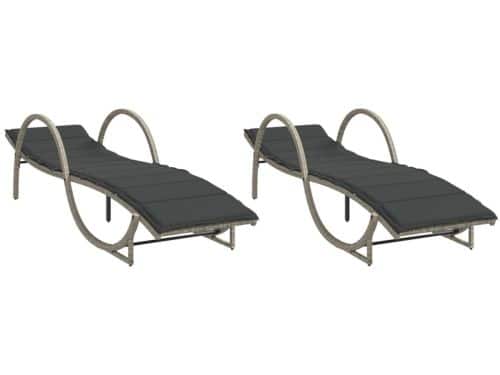 Ligbedden 2 st | Loungebed | Ligstoel met kussens poly