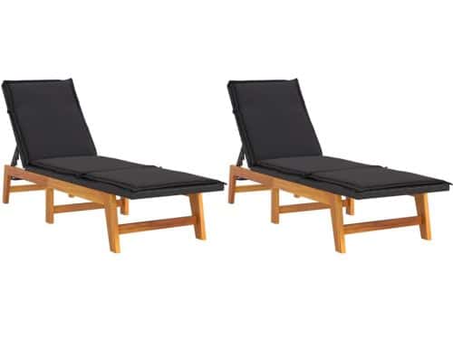 Ligbedden 2 st | Loungebed | Ligstoel met kussens poly