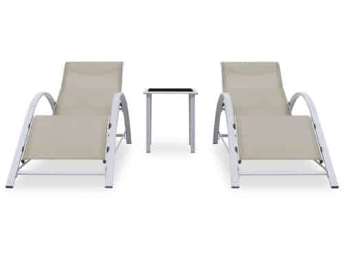 Ligbedden 2 st | Loungebed | Ligstoel met tafel aluminium