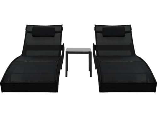 Ligbedden 2 st | Loungebed | Ligstoel met tafel poly