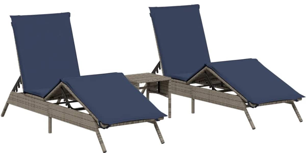 ligbedden 2 st | loungebed | ligstoel met tafel poly