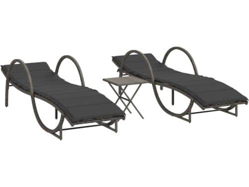 Ligbedden 2 st | Loungebed | Ligstoel met tafel poly