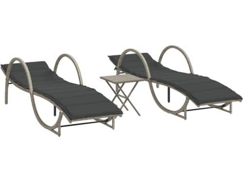 Ligbedden 2 st | Loungebed | Ligstoel met tafel poly