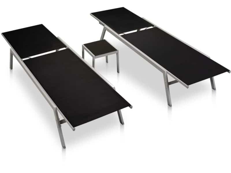 Ligbedden 2 st | Loungebed | Ligstoel met tafel staal