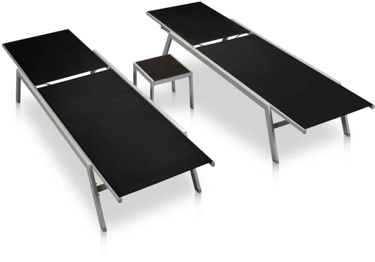 ligbedden 2 st | loungebed | ligstoel met tafel staal