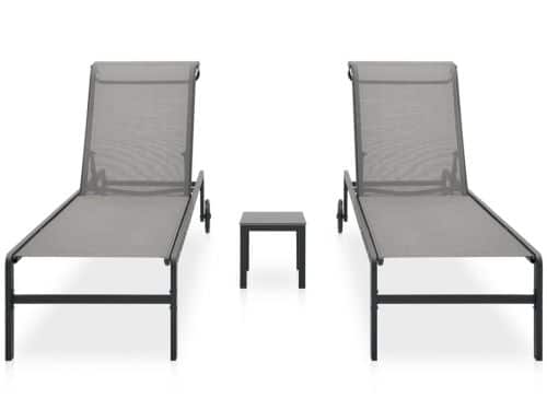 Ligbedden 2 st | Loungebed | Ligstoel met tafel textileen