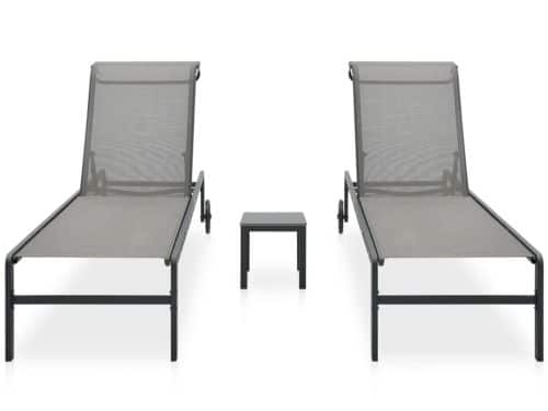 Ligbedden 2 st | Loungebed | Ligstoel met tafel textileen