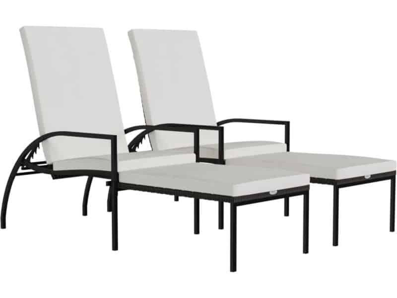 Ligbedden 2 st | Loungebed | Ligstoel met voetensteun polyetheen