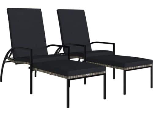 Ligbedden 2 st | Loungebed | Ligstoel met voetensteun polyetheen