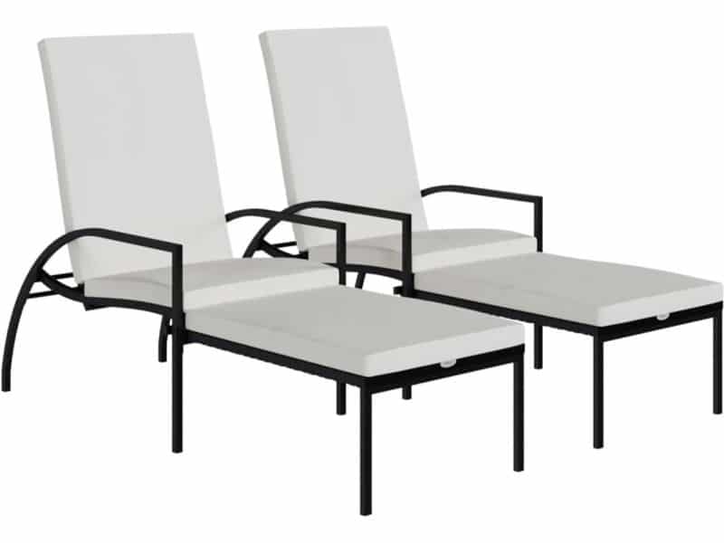 Ligbedden 2 st | Loungebed | Ligstoel met voetensteun polyetheen