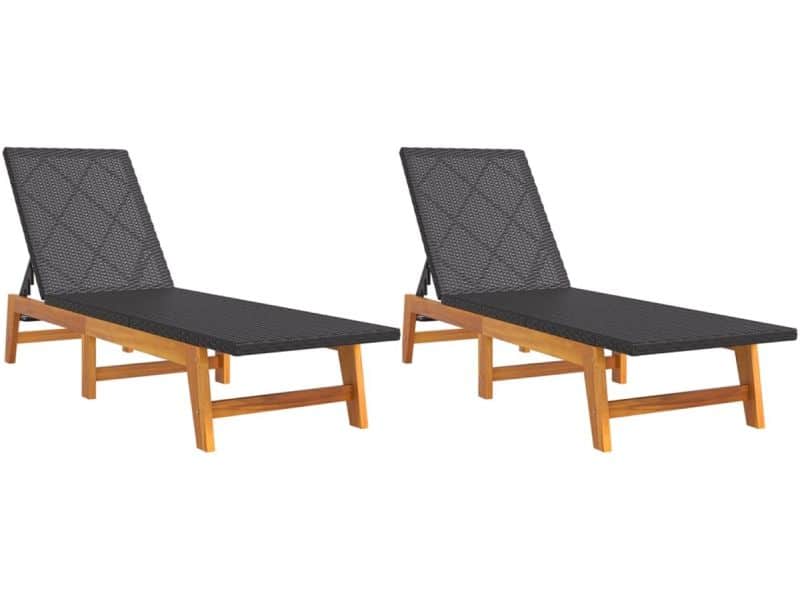 Ligbedden 2 st | Loungebed | Ligstoel poly rattan en