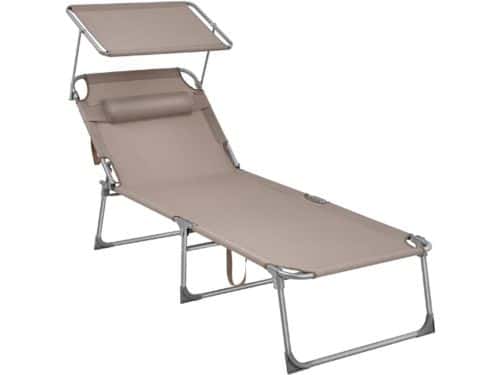 Ligstoel Inklapbaar 200x71x38 Cm - Verstelbare Tuinstoel Met Zonneklep En