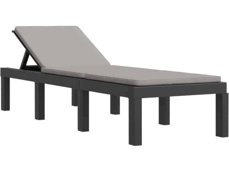 Ligstoel | Zonligstoel | Ligbed met kussens PP antracietkleurig