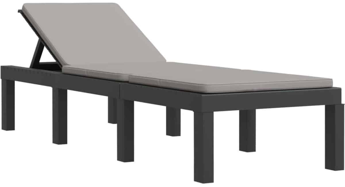 ligstoel | zonligstoel | ligbed met kussens pp antracietkleurig