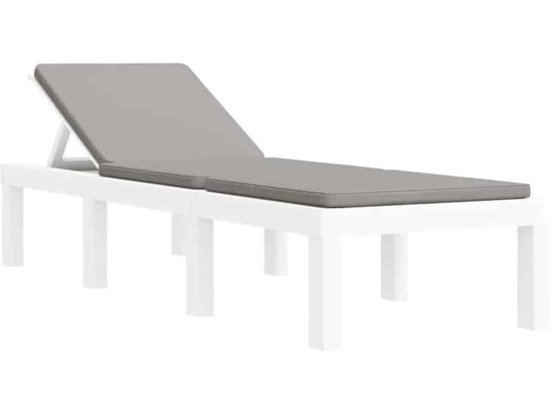 Ligstoel | Zonligstoel | Ligbed met kussens PP wit