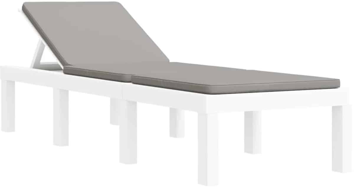 ligstoel | zonligstoel | ligbed met kussens pp wit