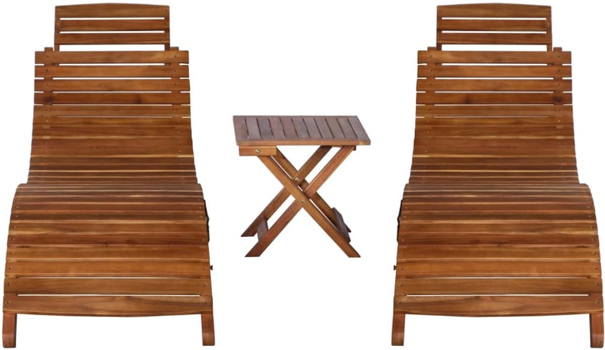 ligstoel | zonligstoel | ligbedden met theetafel 3 delig massief acaciahout