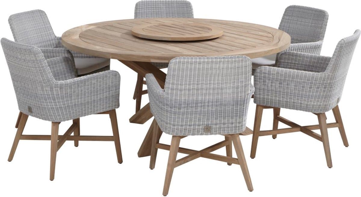 lisboa dining tuinset d8 160x75h cm 7 delig teak polyloom