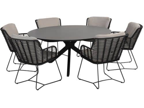 Locarno Fabrice dining tuinset 160 cm rond 7 delig HPL