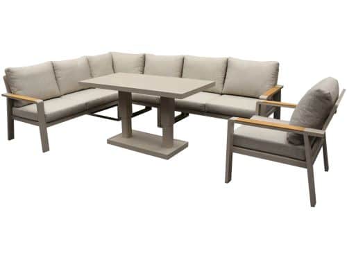 Lola dining hoek loungeset 6 delig verstelbare tafel latte zand