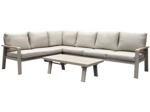 Lola hoek loungeset 5-delig aluminium latte zand