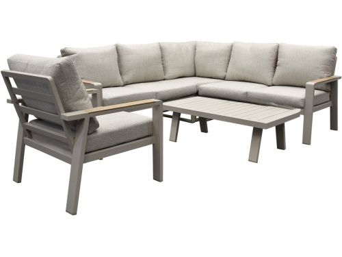Lola hoek loungeset 5-delig aluminium zand latte