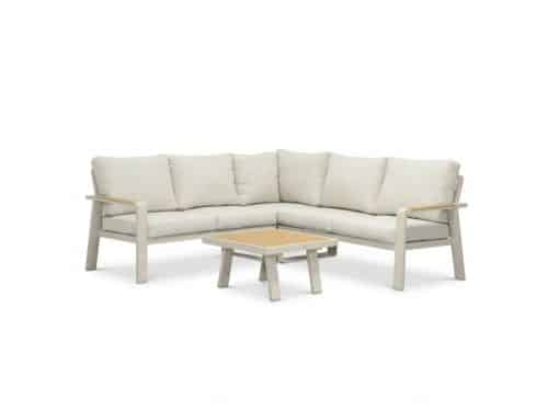 Lola hoek loungeset 5 personen incl. tafel | aluminium + polywood | beige | 4-delig - 220x220cm