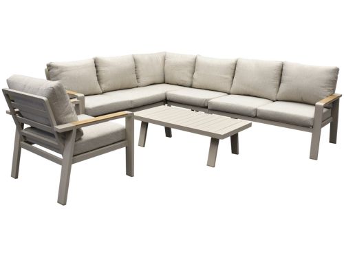 Lola hoek loungeset 6-delig aluminium zand latte