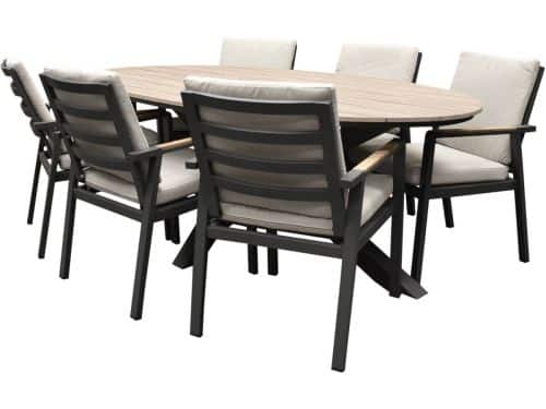 Lola Salvador dining tuinset ovaal 220x115xH75 cm 7 delig polywood
