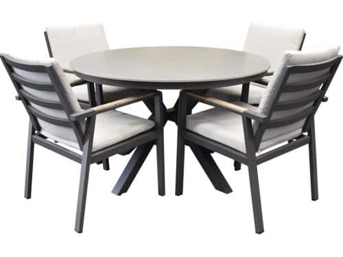Lola Samantha dining tuinset 120xH75 cm rond 5 delig antraciet