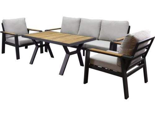 Lola stoel bank dining loungeset 4 delig antraciet aluminium