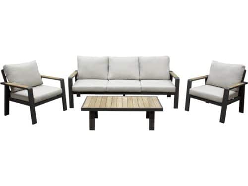 Lola stoel bank loungeset 4 delig antraciet aluminium