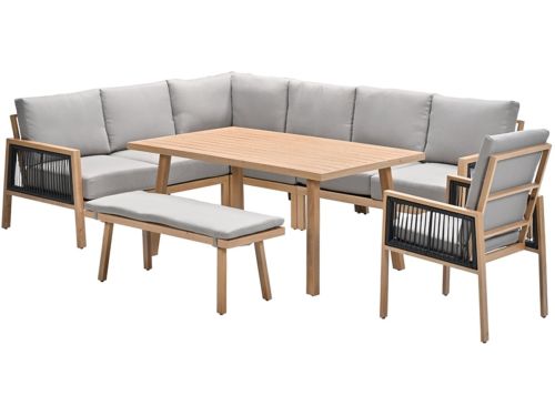 Lounge-diningset - 9-persoons - Decala - aluminium met houtlook