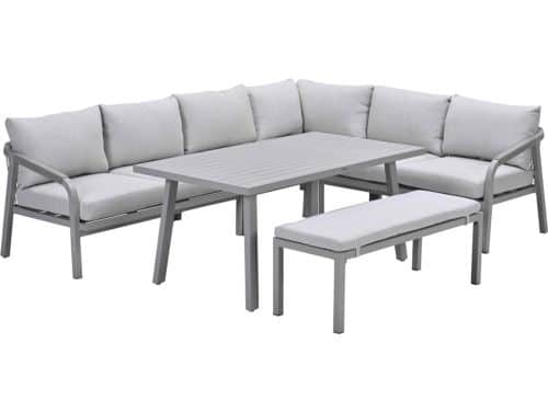 Lounge-diningset Monti - taupe - 7-persoons - aluminium