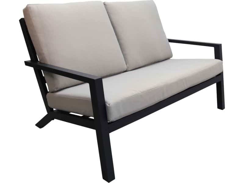 Loungebank Bezano | 2-persoons | Matt Black/Off White | Aluminium