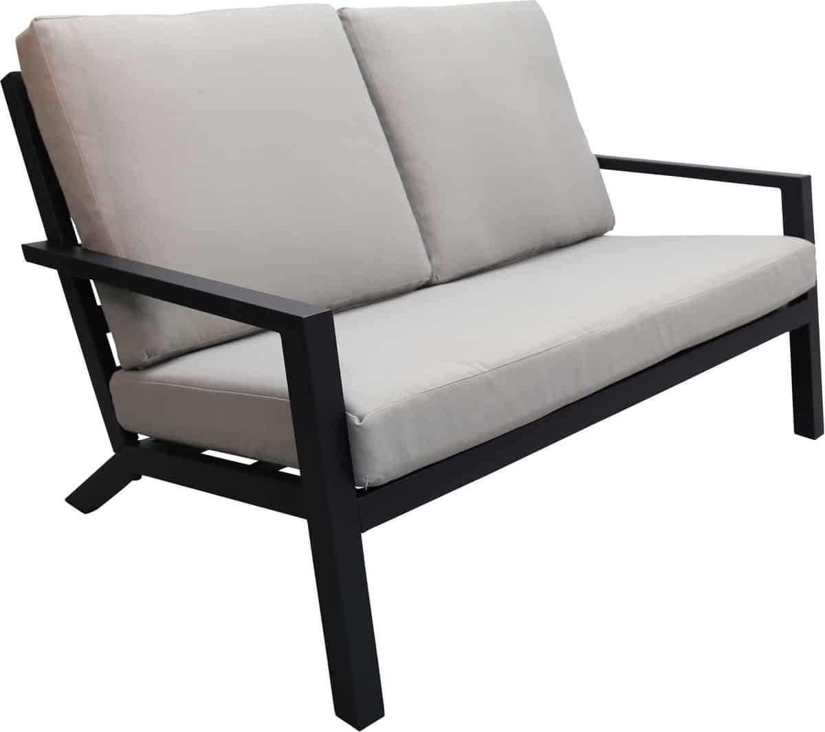 loungebank bezano | 2 persoons | matt black/off white | aluminium