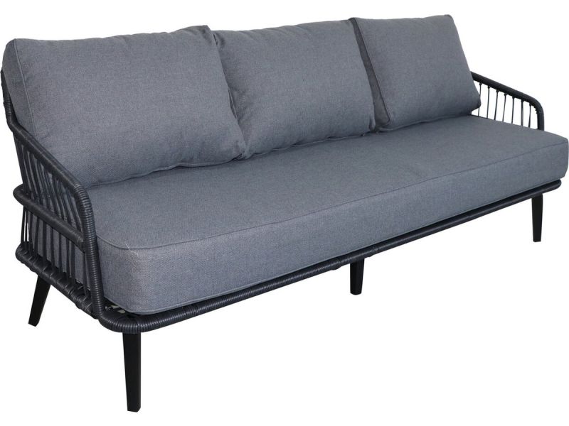 Loungebank Isabel | 3-persoons | Black/black | Rope