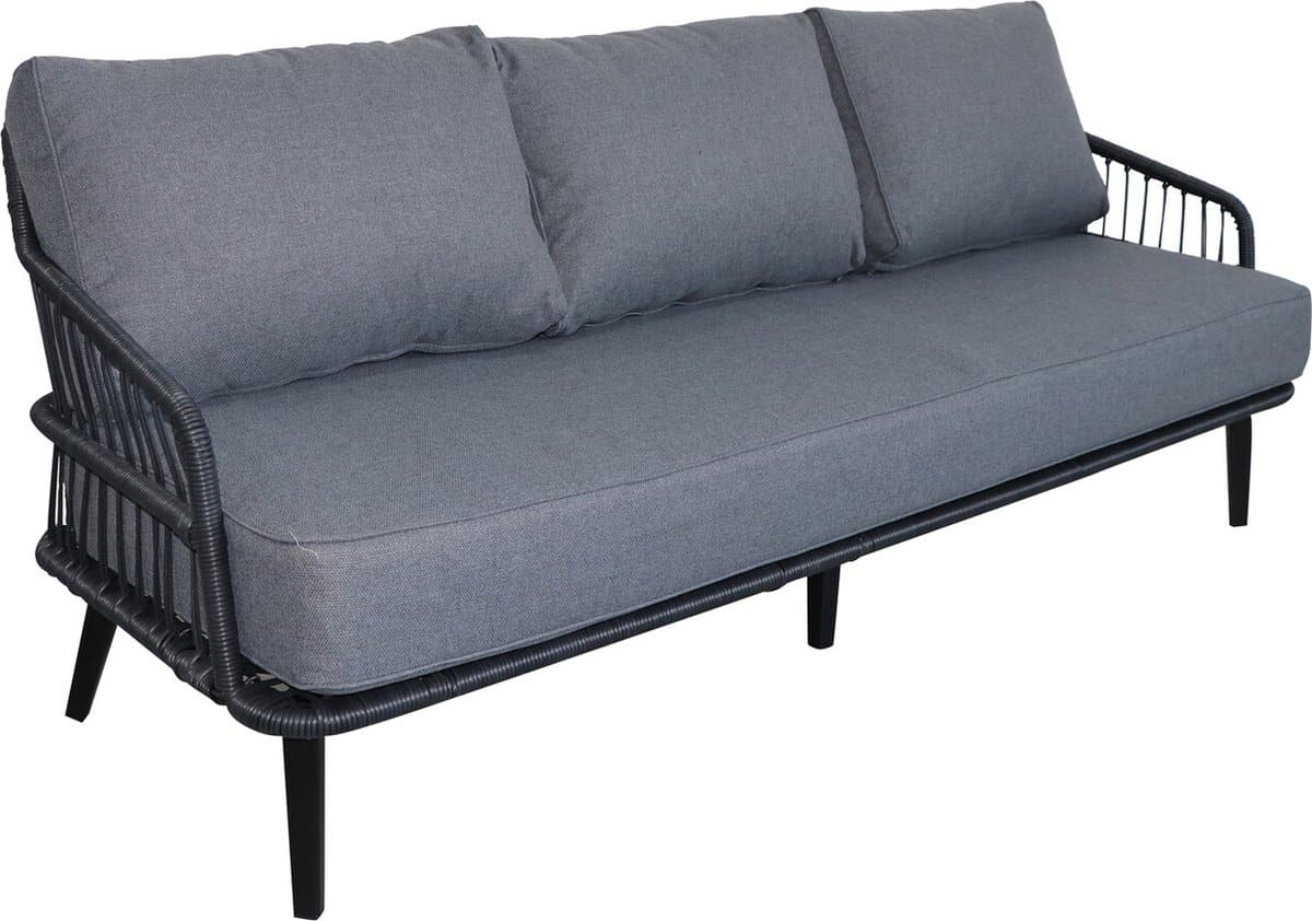 loungebank isabel | 3 persoons | black/black | rope