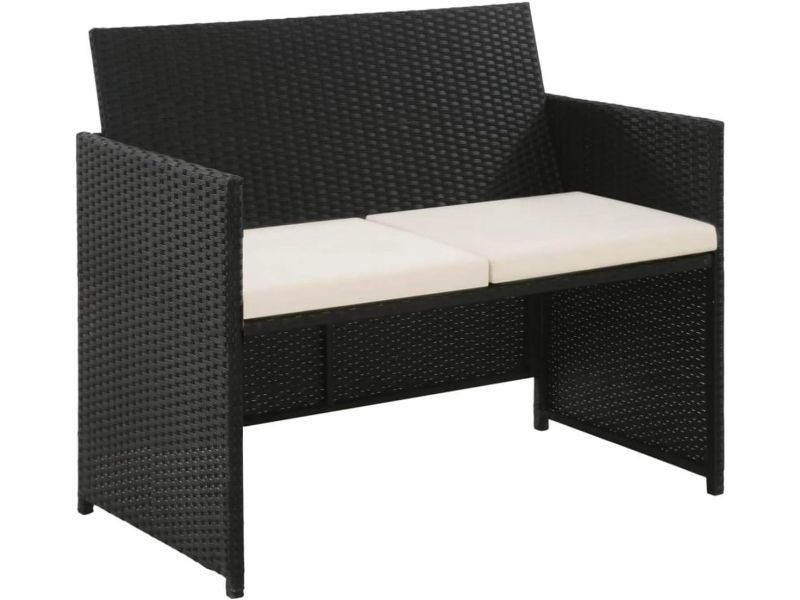 Loungebank Tweezits voor Tuin en Balkon - Weerbestendig Polyrattan