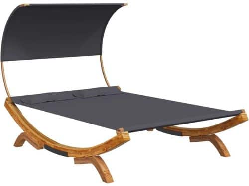 Loungebed voor buiten met luifel - Ligbed van gebogen hout