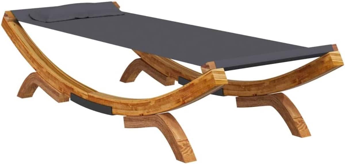 loungebed voor tuin of terras massief houten ligbed antraciet