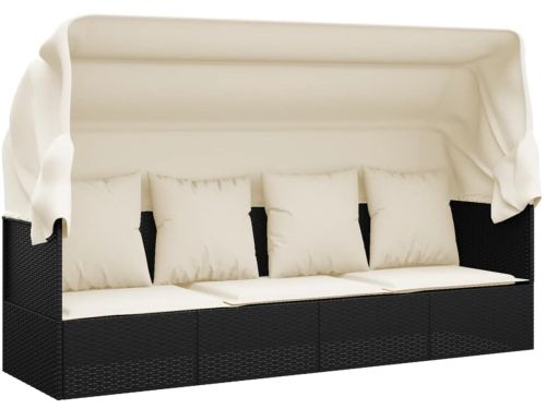 Loungebed | zonnebed | Ligbed met luifel en kussens poly
