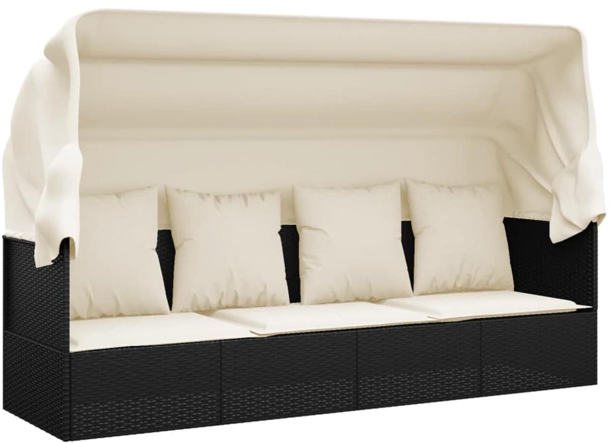 loungebed | zonnebed | ligbed met luifel en kussens poly