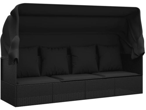 Loungebed | zonnebed | Ligbed met luifel en kussens poly