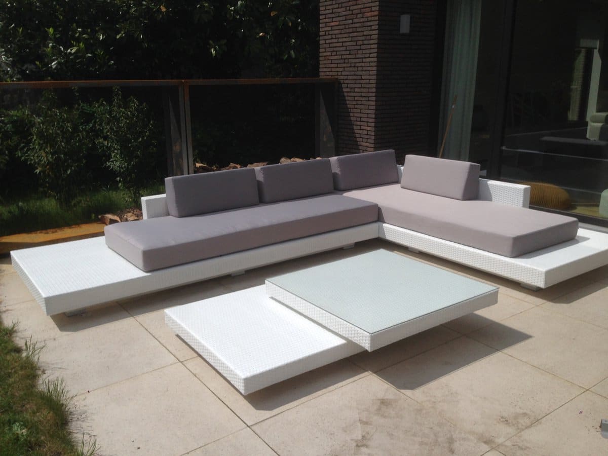 loungeset standaard ibiza hoek wit onderstel en antraciet kussens (ook
