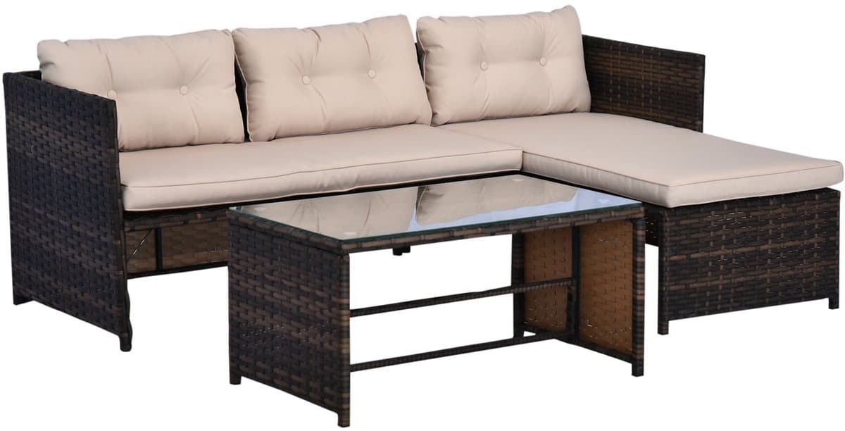 loungeset tuinbank hoekbank loungemobiel balkonset beige