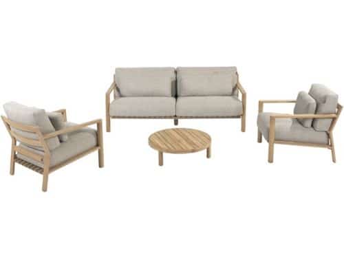 Lucas stoel bank loungeset 4 delig naturel teak 4 Seasons