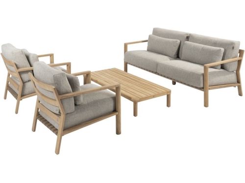 Lucas stoel bank loungeset 4 delig naturel teak 4 Seasons