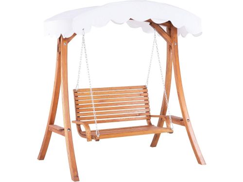 Luxe 2-Persoons Schommelbank Tuin met Beige Zonnedak van Larikshout