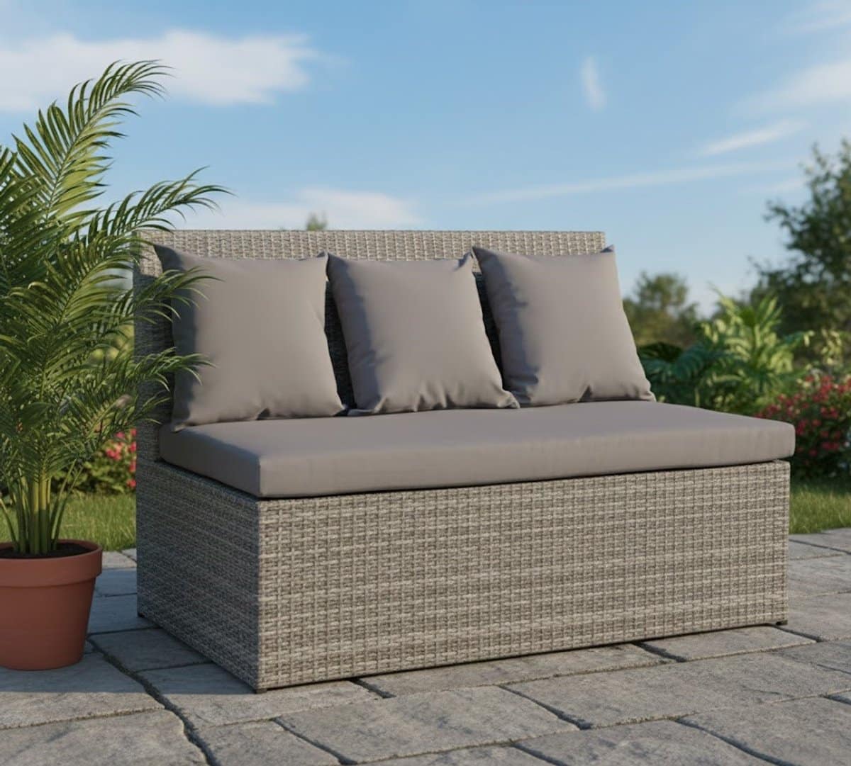 luxe 2 zits polyrattan loungesofa hwc g16 modern tuinbank recliner met